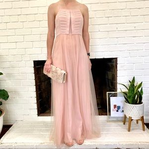 BCBGeneration Dusty Pink Dress with Tulle Overlay
